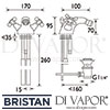 Bristan Regency Bidet Mixer Pop-Up Waste Dimensions